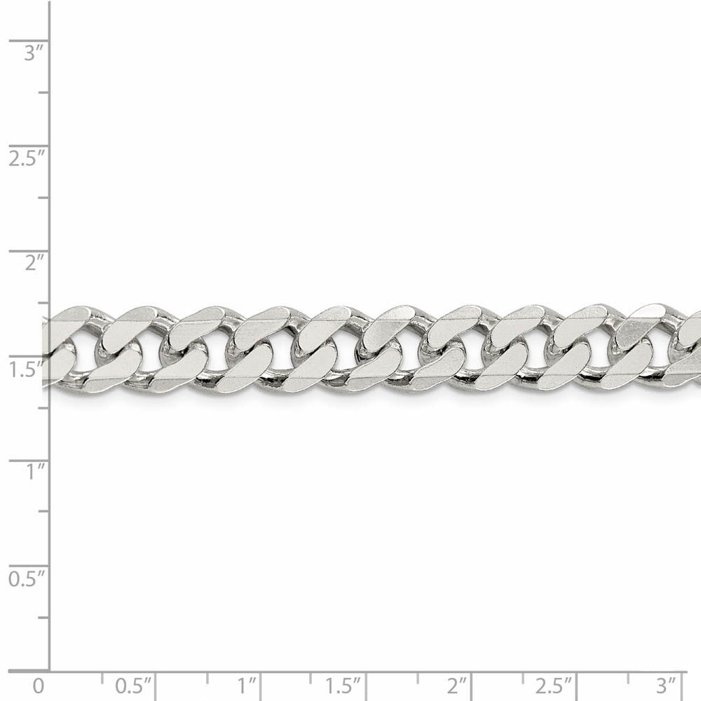 Alternate view of the Men's 11mm, Sterling Silver Solid Flat Curb Chain Necklace by The Black Bow Jewelry Co.