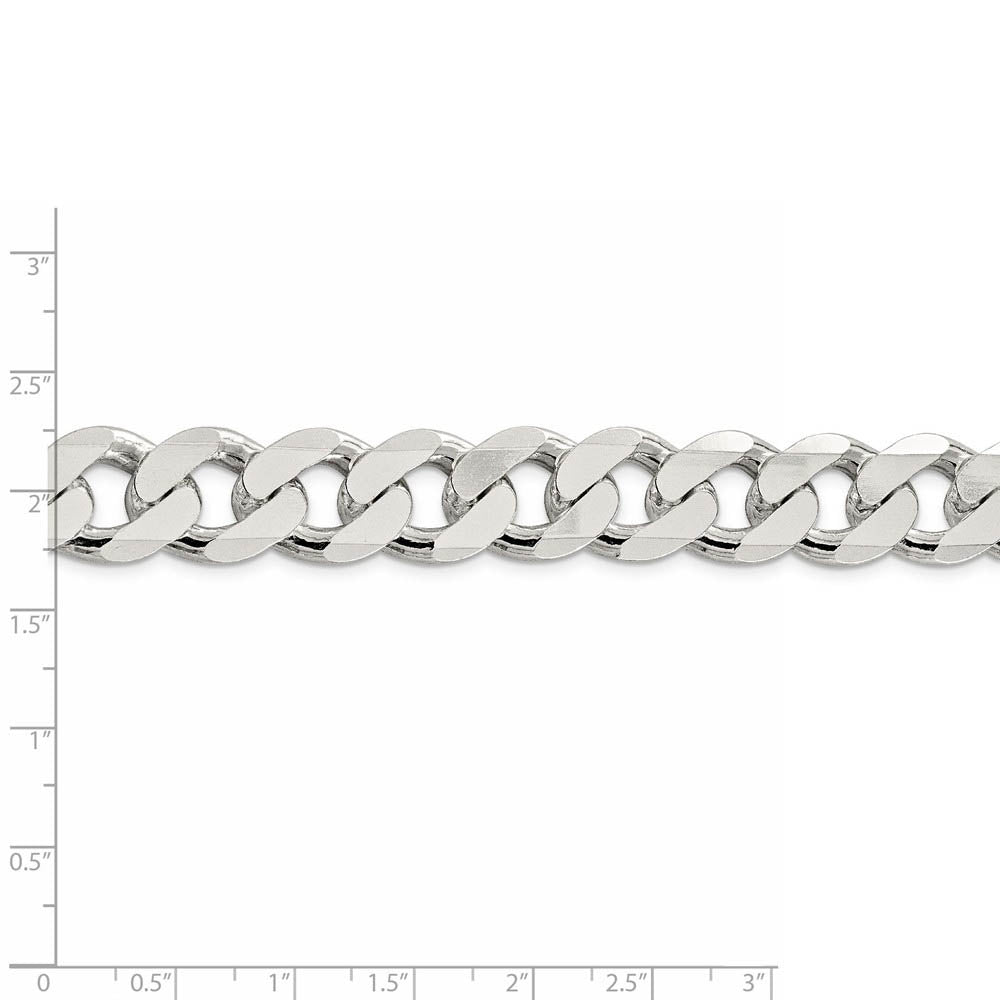 Alternate view of the Men's 15mm, Sterling Silver Solid Flat Curb Chain Bracelet by The Black Bow Jewelry Co.