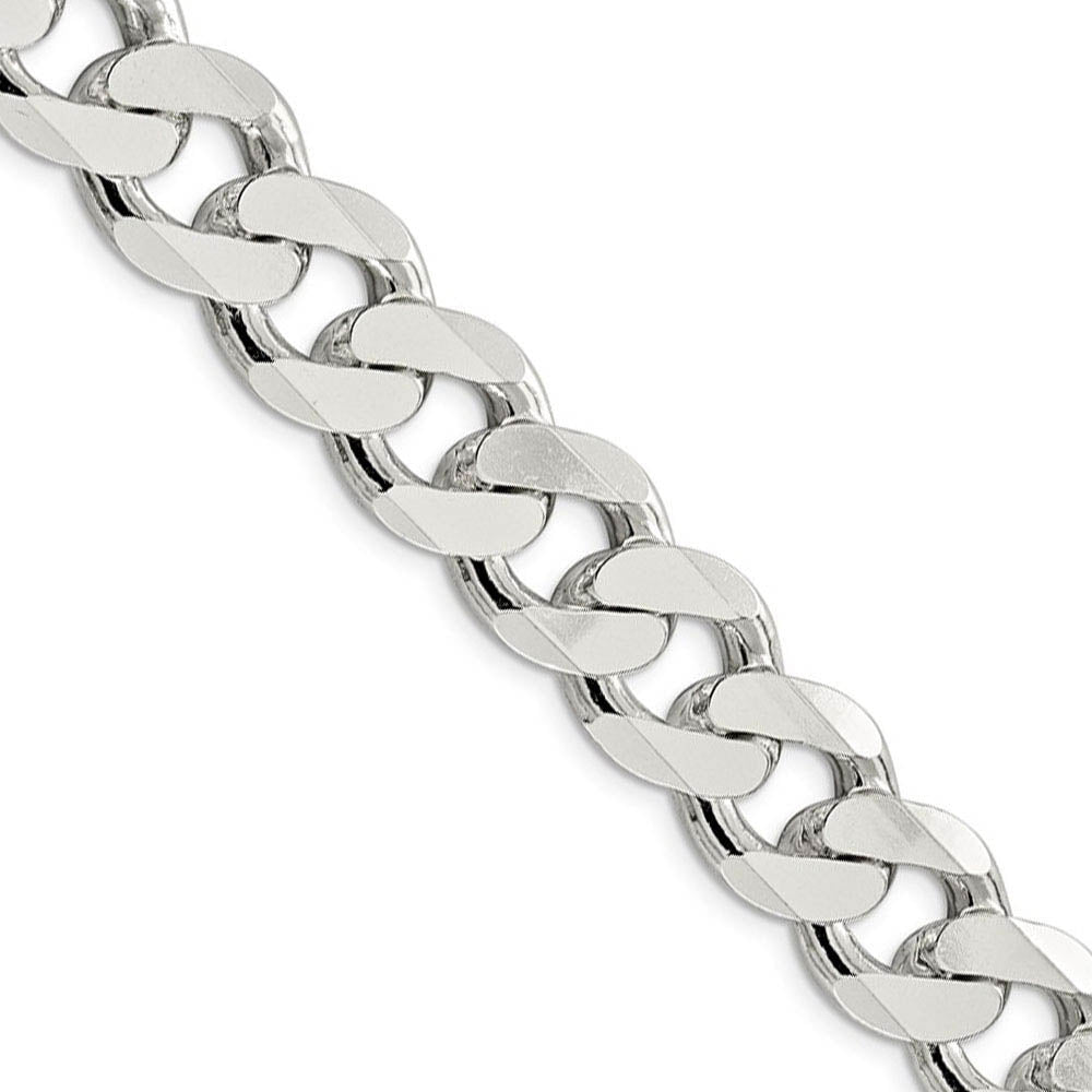 Men's 15mm, Sterling Silver Solid Flat Curb Chain Necklace, Item C8664 by The Black Bow Jewelry Co.