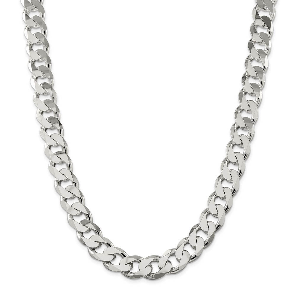 Alternate view of the Men's 15mm, Sterling Silver Solid Flat Curb Chain Necklace by The Black Bow Jewelry Co.