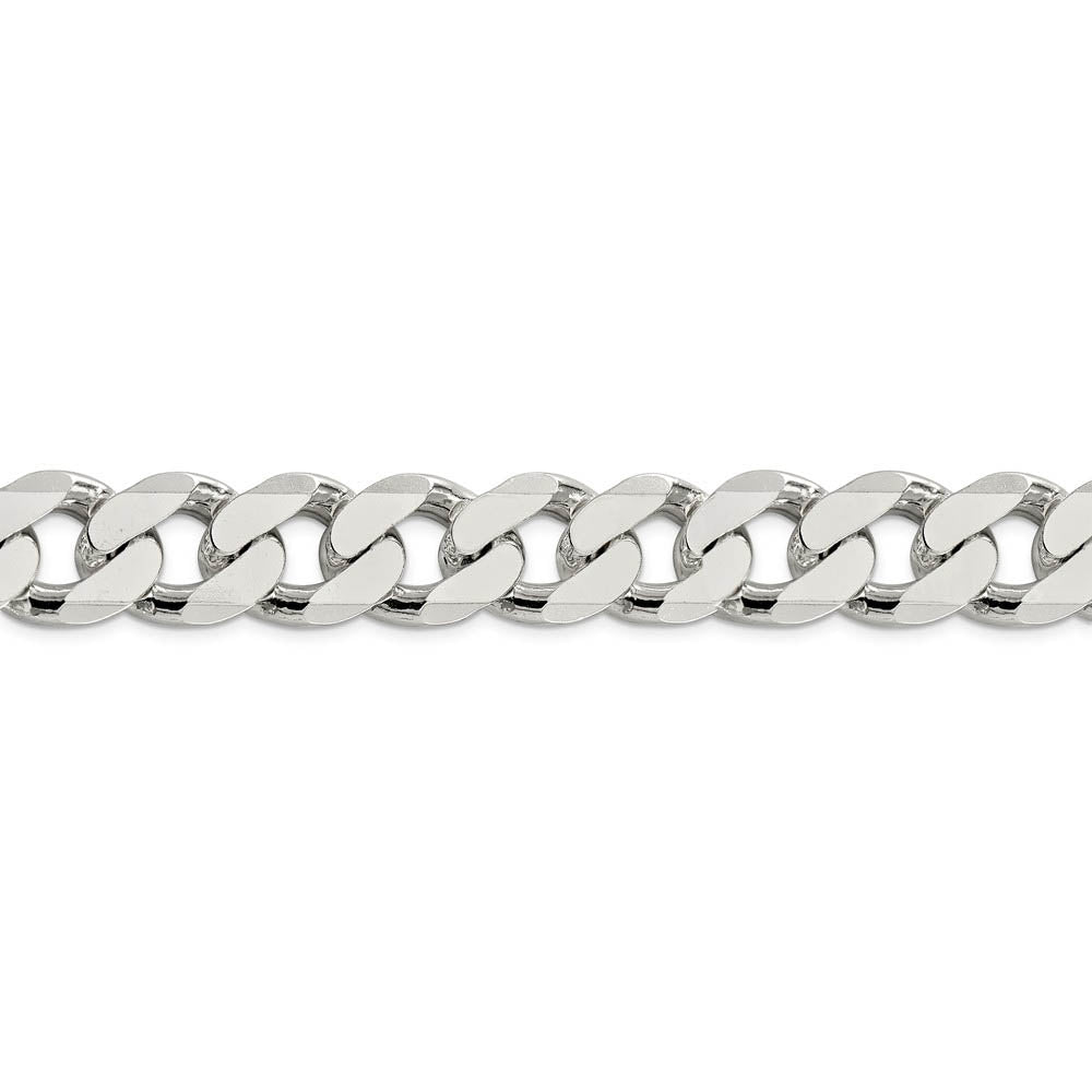 Alternate view of the Mens 16.2mm Sterling Silver Solid Flat Curb Chain Bracelet by The Black Bow Jewelry Co.