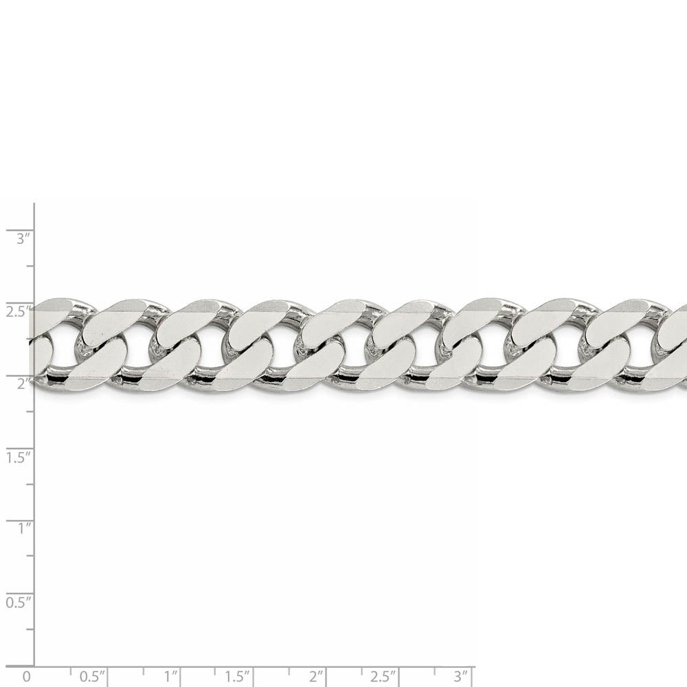 Alternate view of the Mens 16.2mm Sterling Silver Solid Flat Curb Chain Bracelet by The Black Bow Jewelry Co.