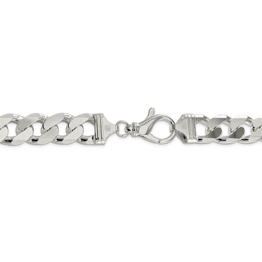 Alternate view of the Mens 16.2mm Sterling Silver Solid Flat Curb Chain Necklace by The Black Bow Jewelry Co.