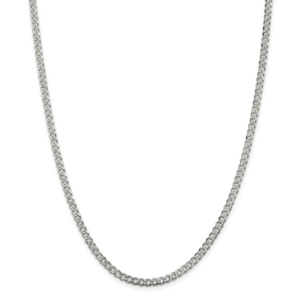 Alternate view of the 3.8mm, Sterling Silver Solid Pave Curb Chain Necklace by The Black Bow Jewelry Co.