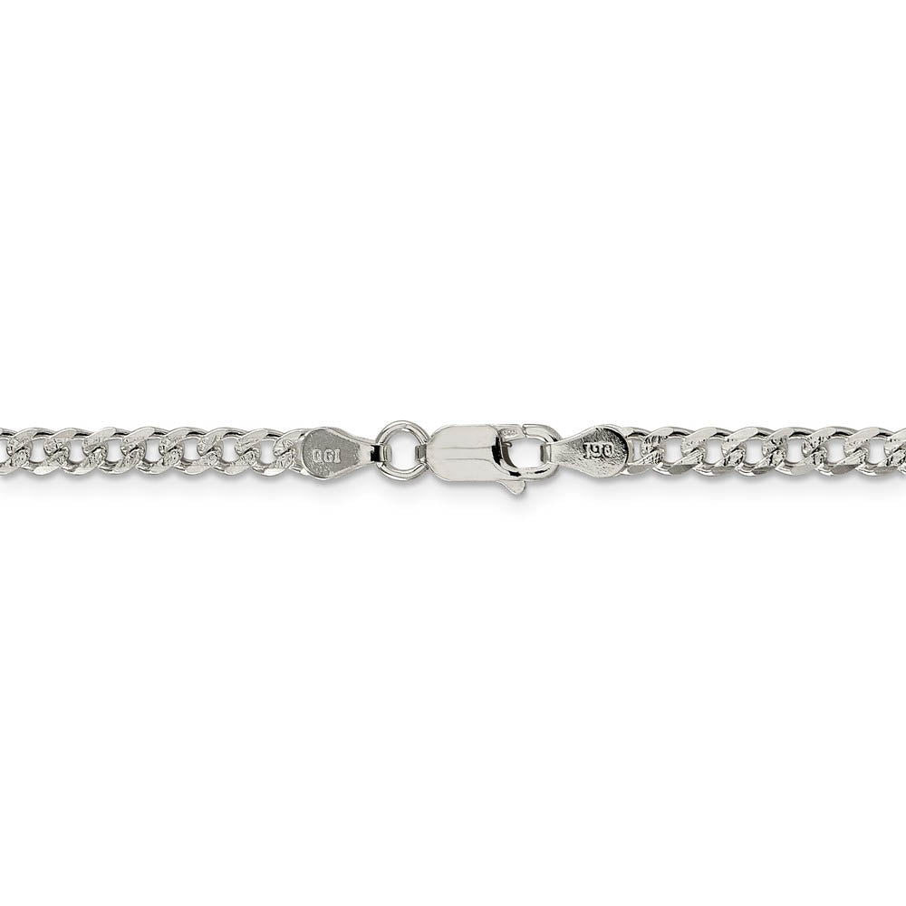 Alternate view of the 3.8mm, Sterling Silver Solid Pave Curb Chain Necklace by The Black Bow Jewelry Co.