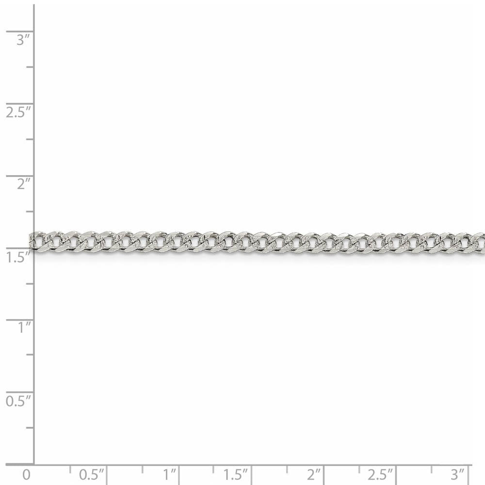 Alternate view of the 3.8mm, Sterling Silver Solid Pave Curb Chain Necklace by The Black Bow Jewelry Co.