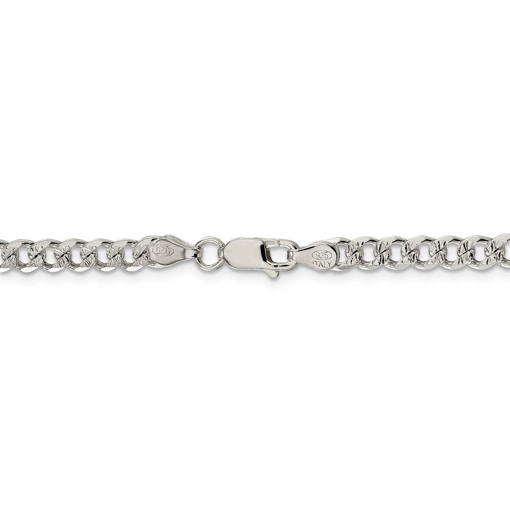 Alternate view of the 4.5mm, Sterling Silver Solid Pave Curb Chain Necklace by The Black Bow Jewelry Co.