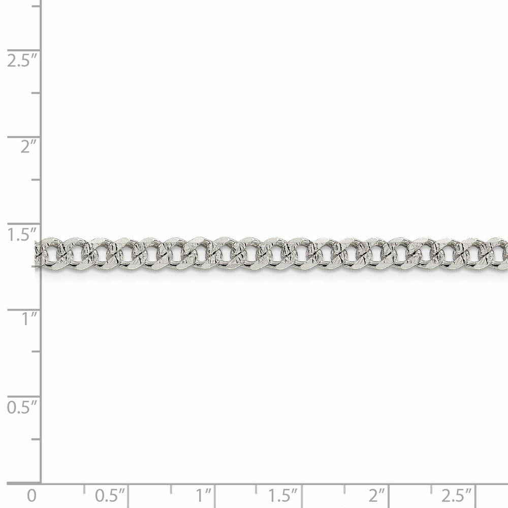 Alternate view of the 4.5mm, Sterling Silver Solid Pave Curb Chain Necklace by The Black Bow Jewelry Co.