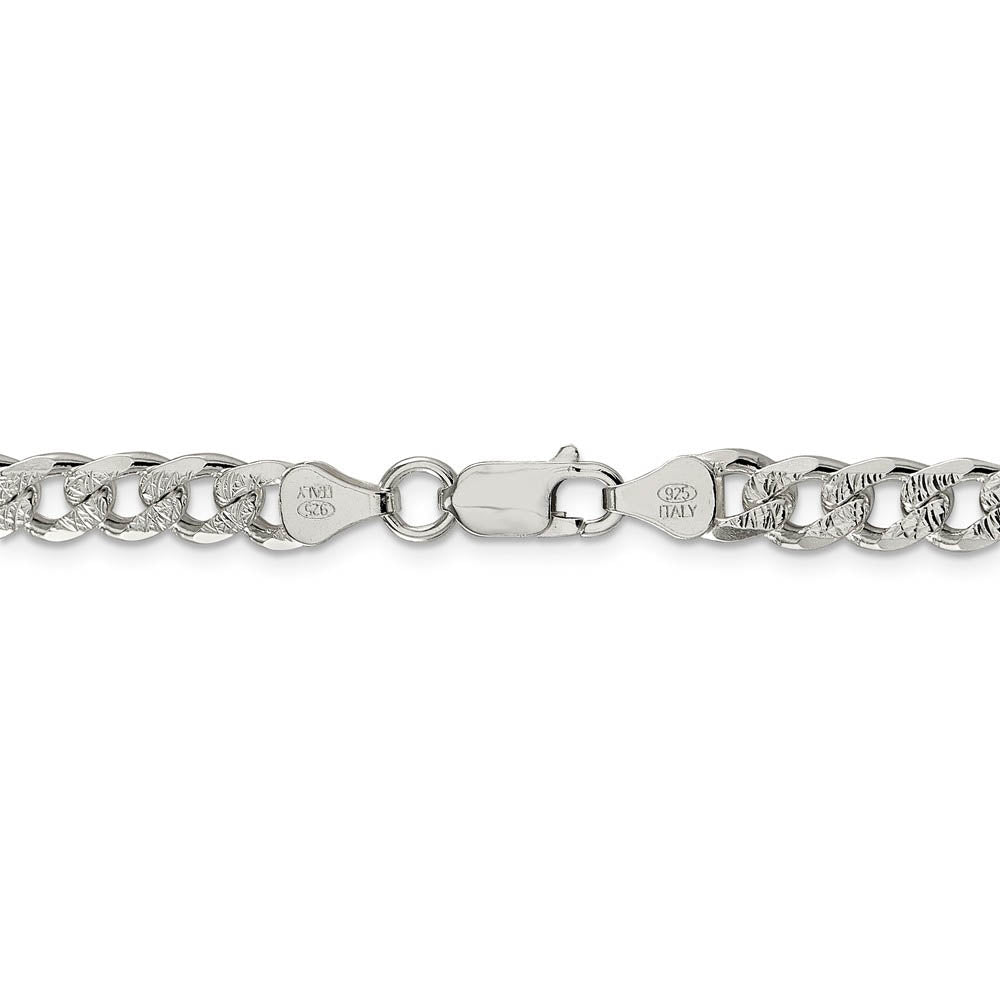 Alternate view of the 7mm, Sterling Silver Solid Pave Curb Chain Bracelet by The Black Bow Jewelry Co.