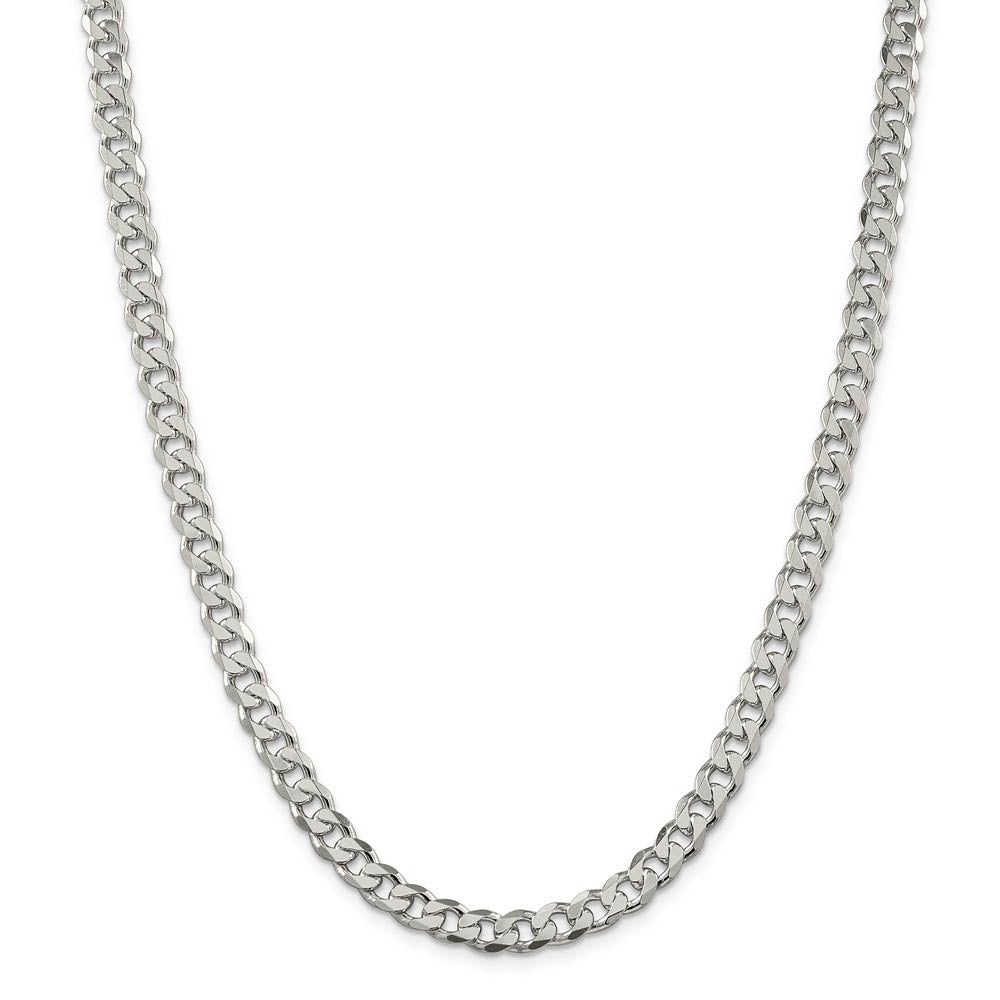 Alternate view of the Men's 7mm, Sterling Silver Solid Pave Curb Chain Necklace by The Black Bow Jewelry Co.
