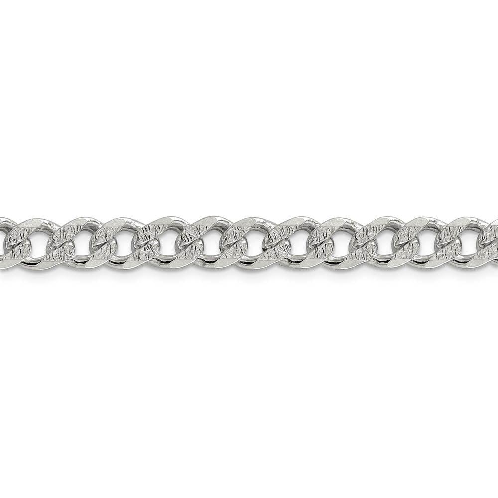 Alternate view of the 7.5mm, Sterling Silver Solid Pave Curb Chain Bracelet by The Black Bow Jewelry Co.