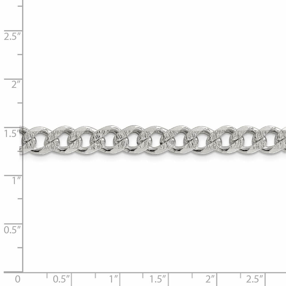 Alternate view of the 7.5mm, Sterling Silver Solid Pave Curb Chain Bracelet by The Black Bow Jewelry Co.