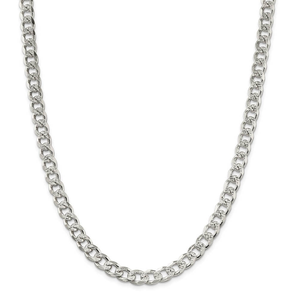Alternate view of the Men's 8mm, Sterling Silver Solid Pave Curb Chain Necklace by The Black Bow Jewelry Co.