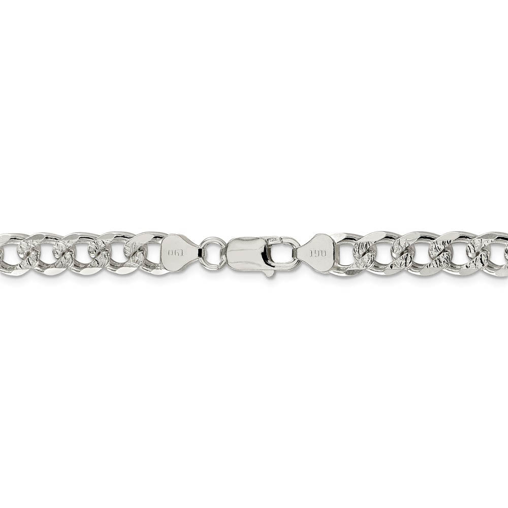 Alternate view of the Men's 8mm, Sterling Silver Solid Pave Curb Chain Necklace by The Black Bow Jewelry Co.