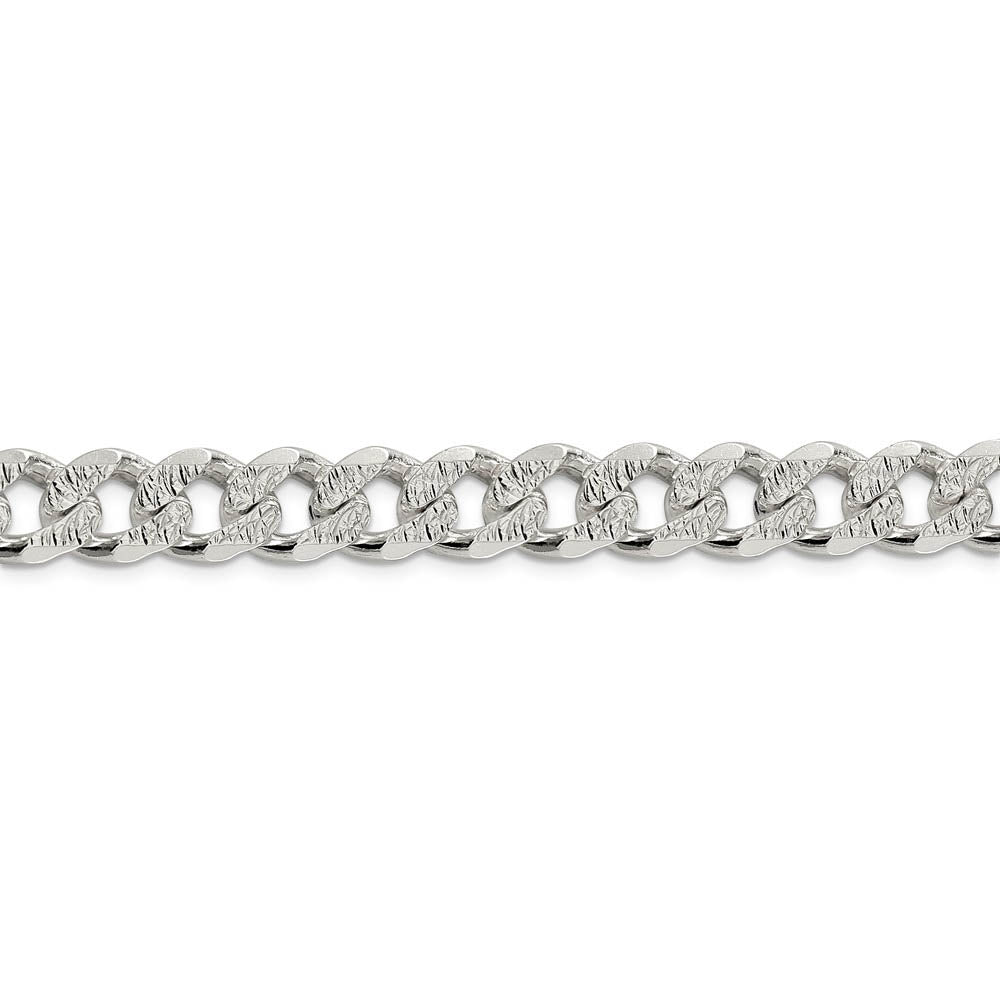Alternate view of the Men's 10.5mm, Sterling Silver Solid Pave Curb Chain Bracelet by The Black Bow Jewelry Co.