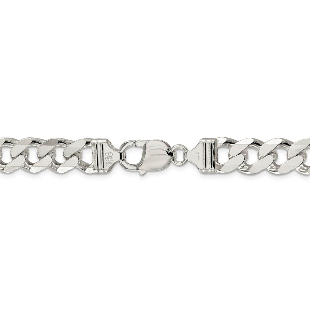 Alternate view of the Men's 10.5mm, Sterling Silver Solid Pave Curb Chain Bracelet by The Black Bow Jewelry Co.