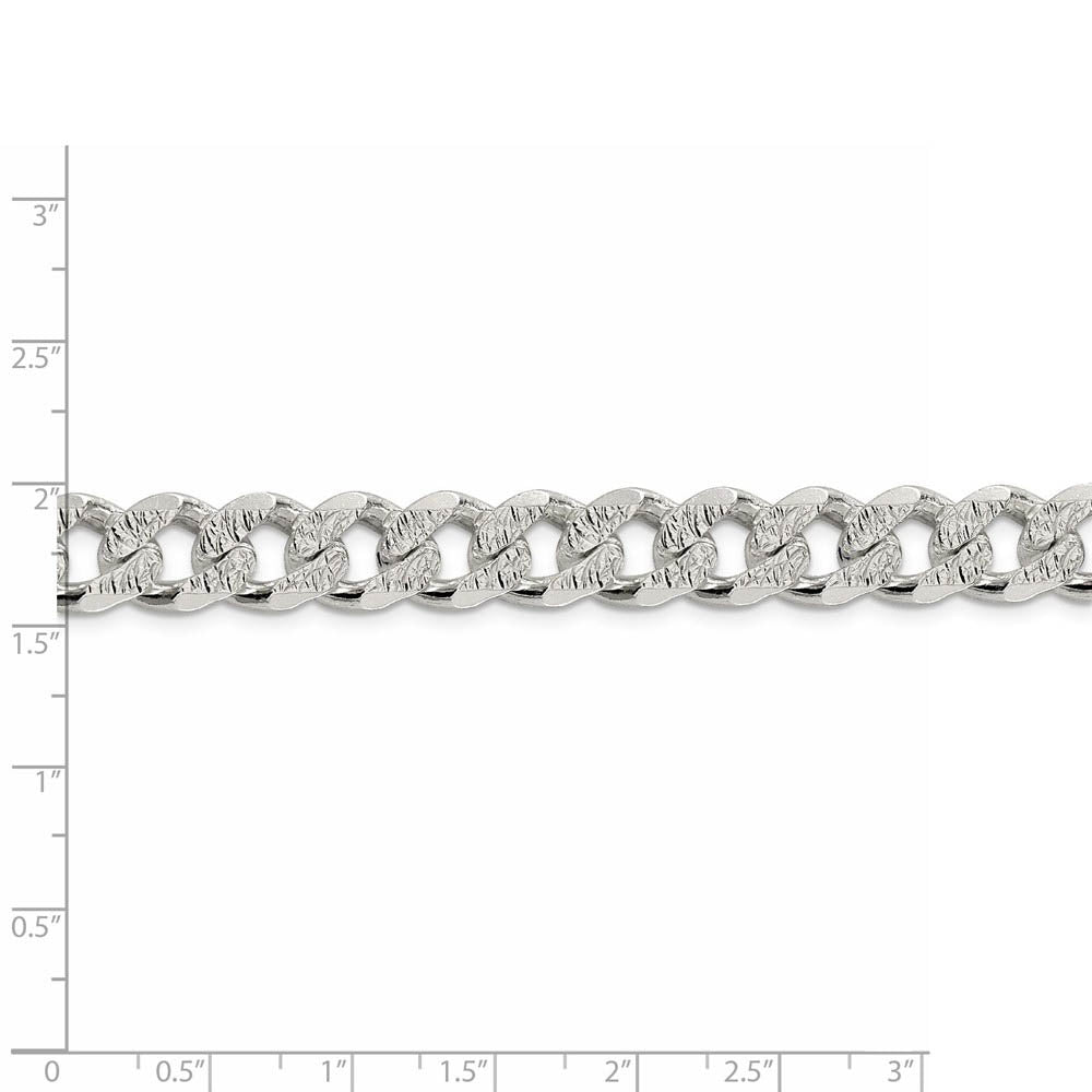 Alternate view of the Men's 10.5mm, Sterling Silver Solid Pave Curb Chain Bracelet by The Black Bow Jewelry Co.