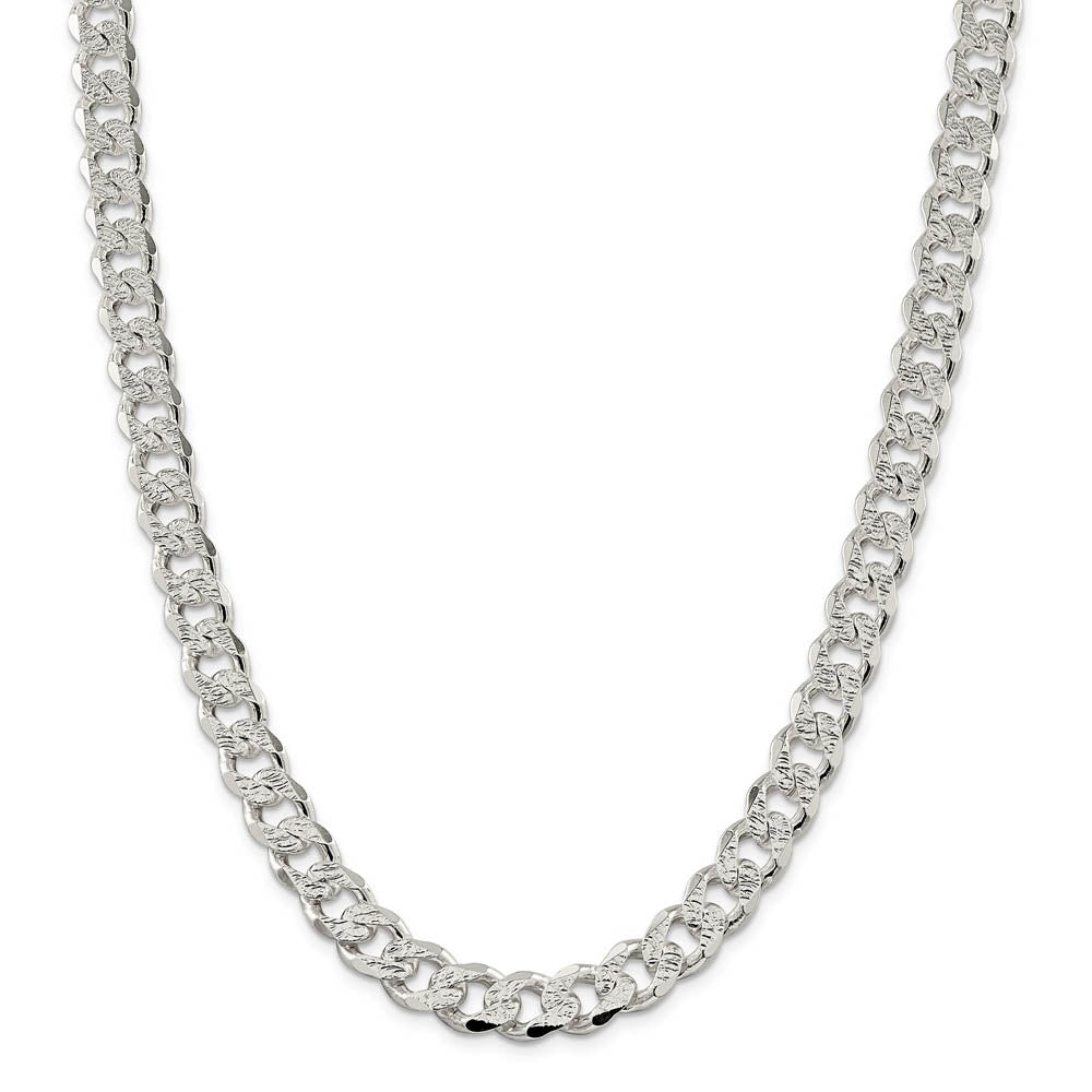 Alternate view of the Men's 10.5mm, Sterling Silver Solid Pave Curb Chain Necklace by The Black Bow Jewelry Co.