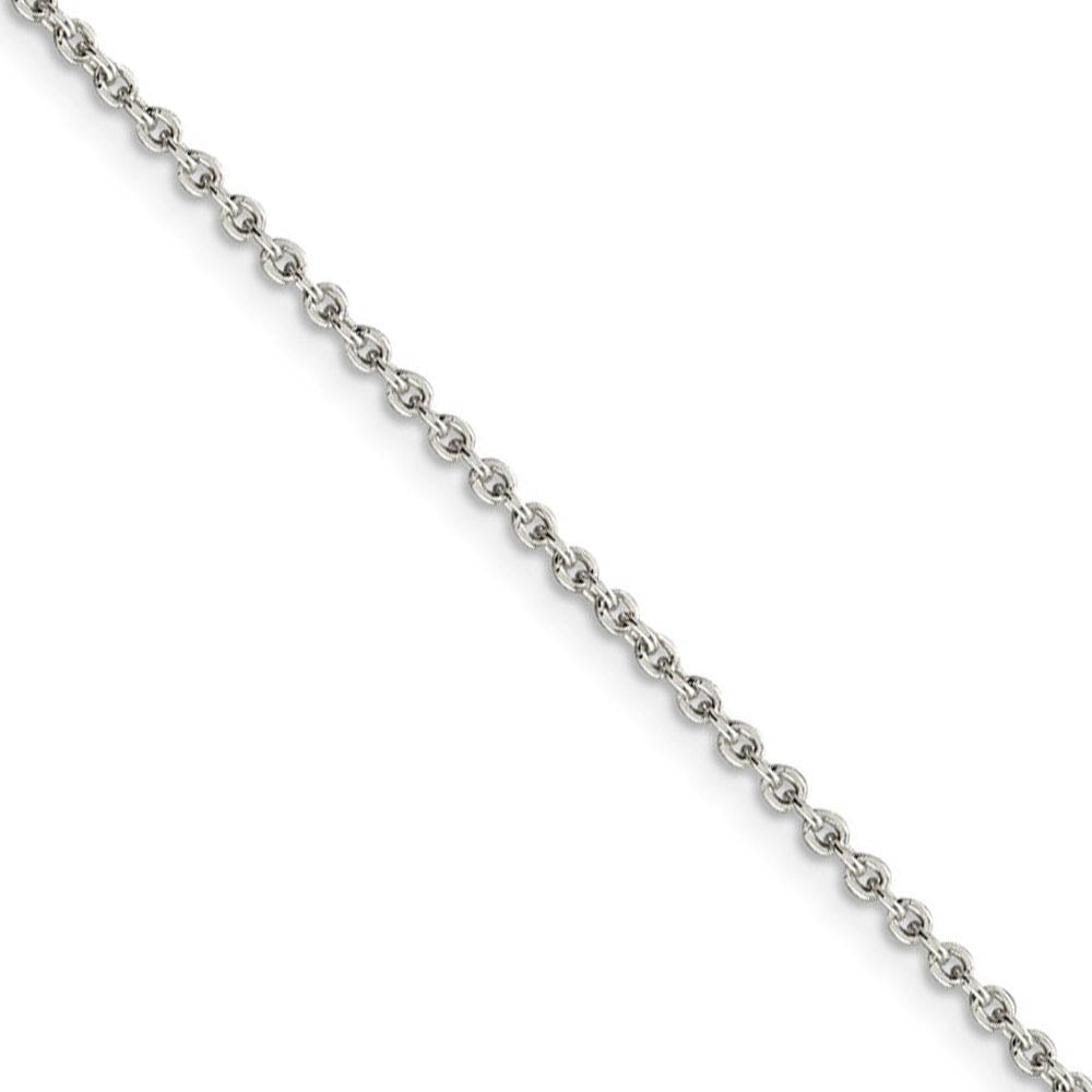 2mm Sterling Silver Classic Solid Cable Chain Bracelet, Item C8674-B by The Black Bow Jewelry Co.