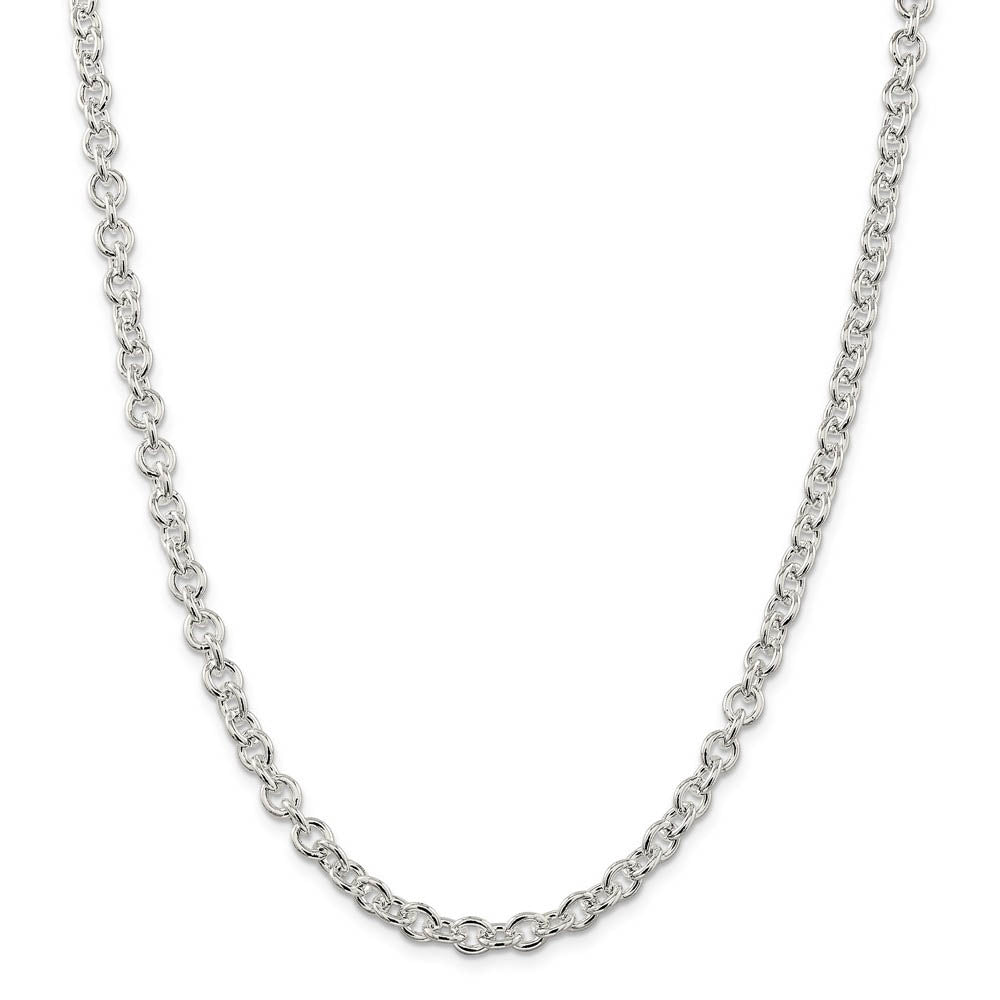 Alternate view of the Men's 6mm, Sterling Silver Classic Solid Cable Chain Necklace by The Black Bow Jewelry Co.
