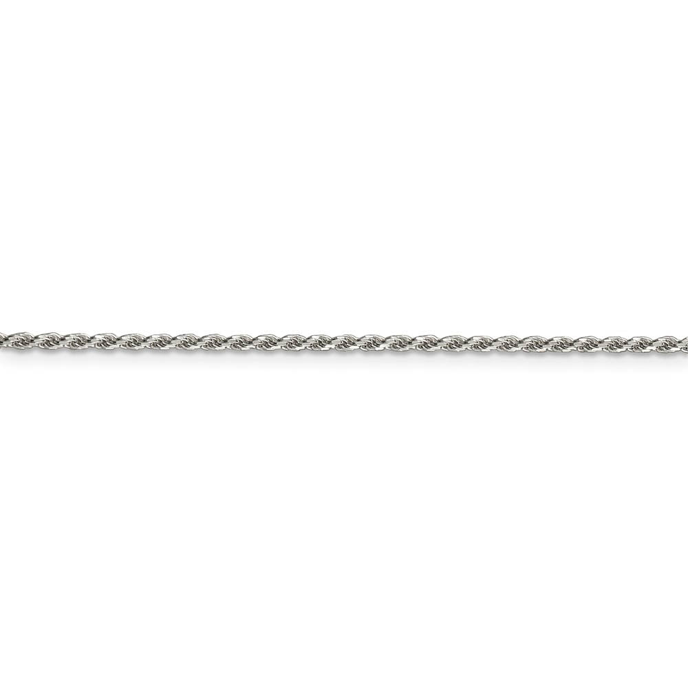Alternate view of the 1.7mm, Sterling Silver Diamond Cut Solid Rope Chain Bracelet by The Black Bow Jewelry Co.