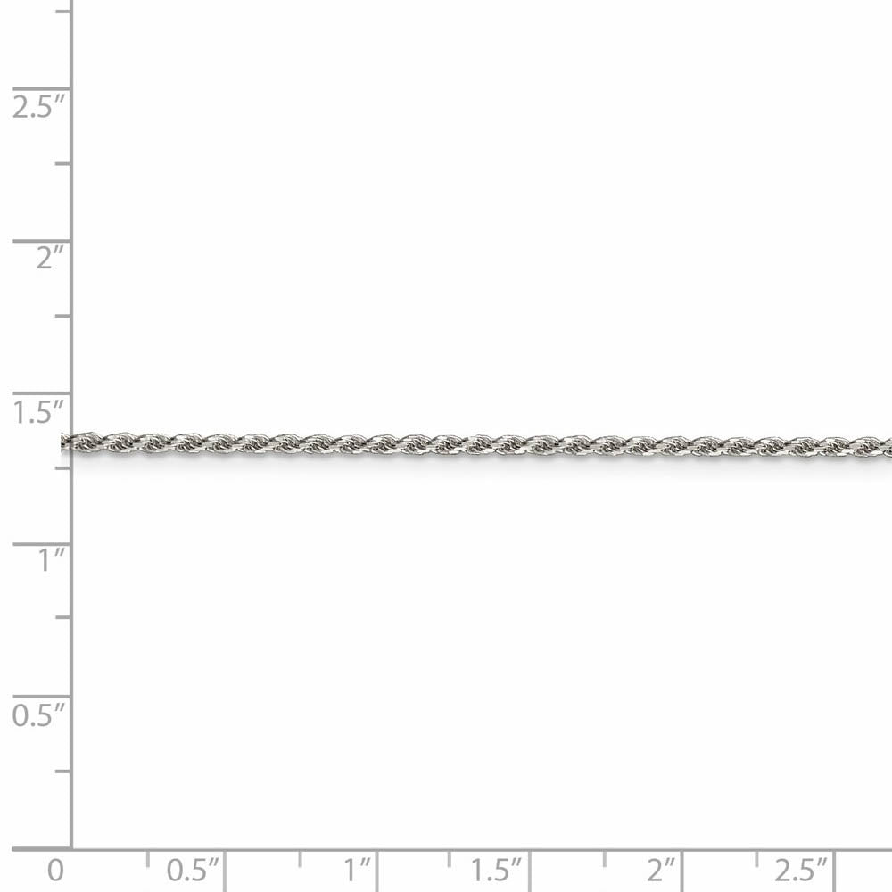 Alternate view of the 1.7mm, Sterling Silver Diamond Cut Solid Rope Chain Anklet by The Black Bow Jewelry Co.