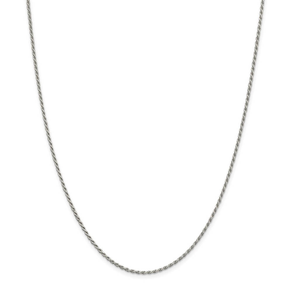 Alternate view of the 1.7mm, Sterling Silver Diamond Cut Solid Rope Chain Necklace by The Black Bow Jewelry Co.