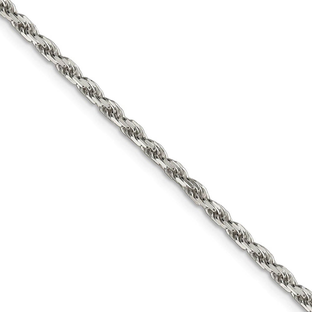 2.5mm, Sterling Silver Diamond Cut Solid Rope Chain Necklace  display picture 1