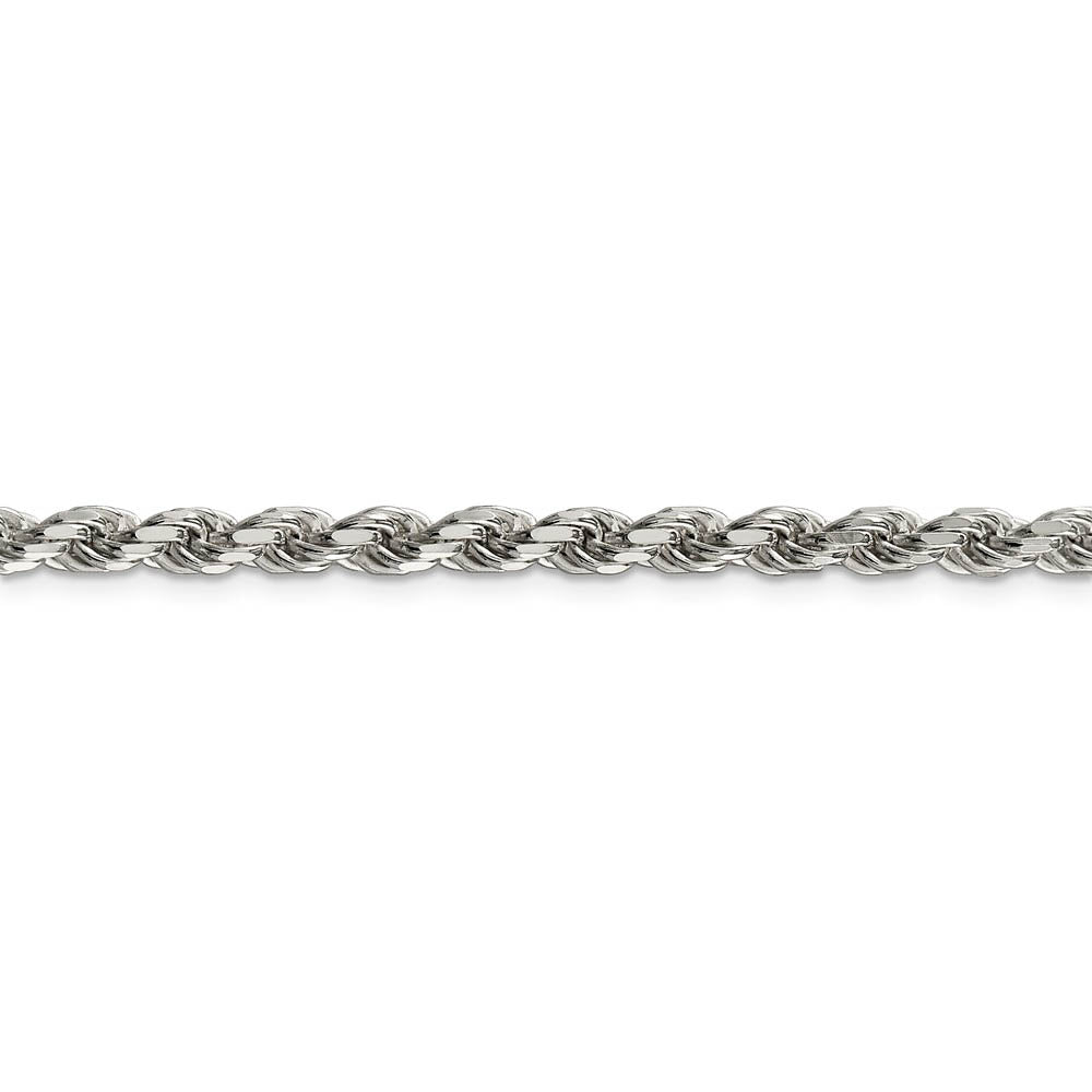 Alternate view of the 4.25mm Sterling Silver Diamond Cut Solid Rope Chain Anklet or Bracelet by The Black Bow Jewelry Co.