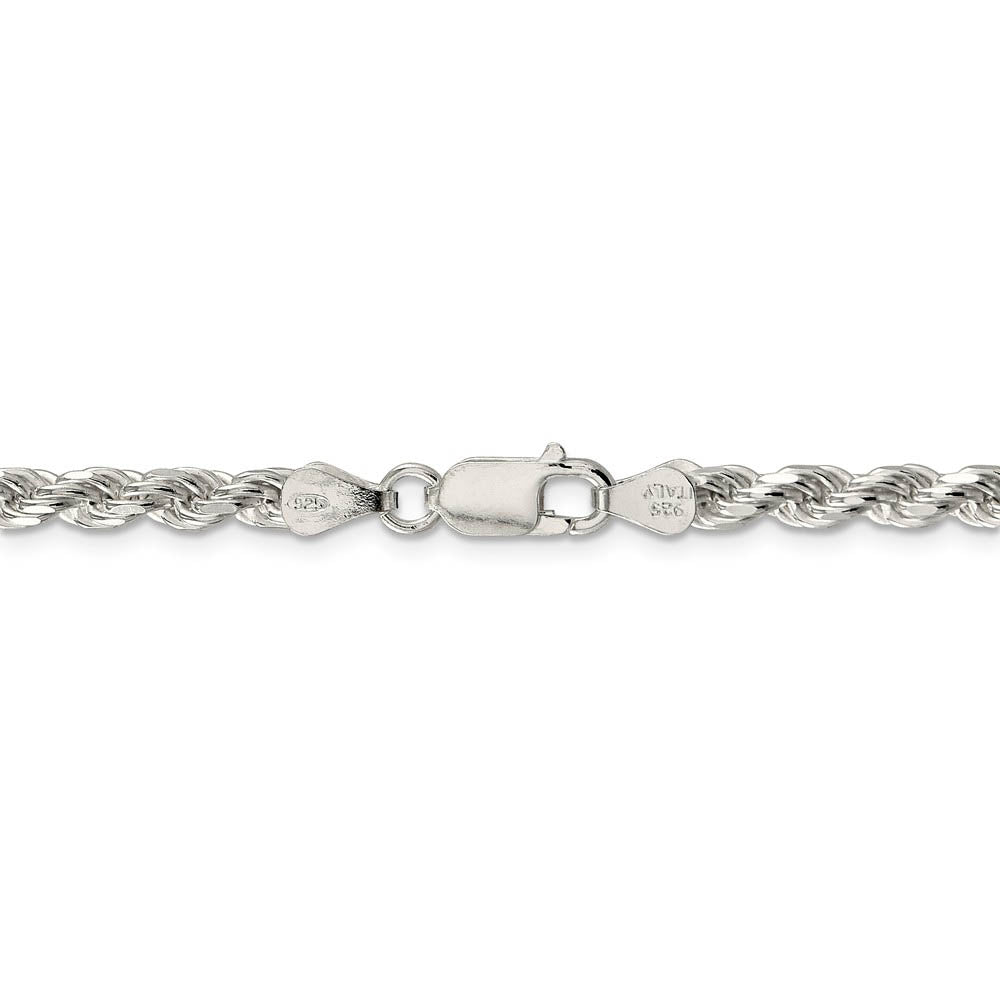 Alternate view of the 4.25mm Sterling Silver Diamond Cut Solid Rope Chain Anklet or Bracelet by The Black Bow Jewelry Co.
