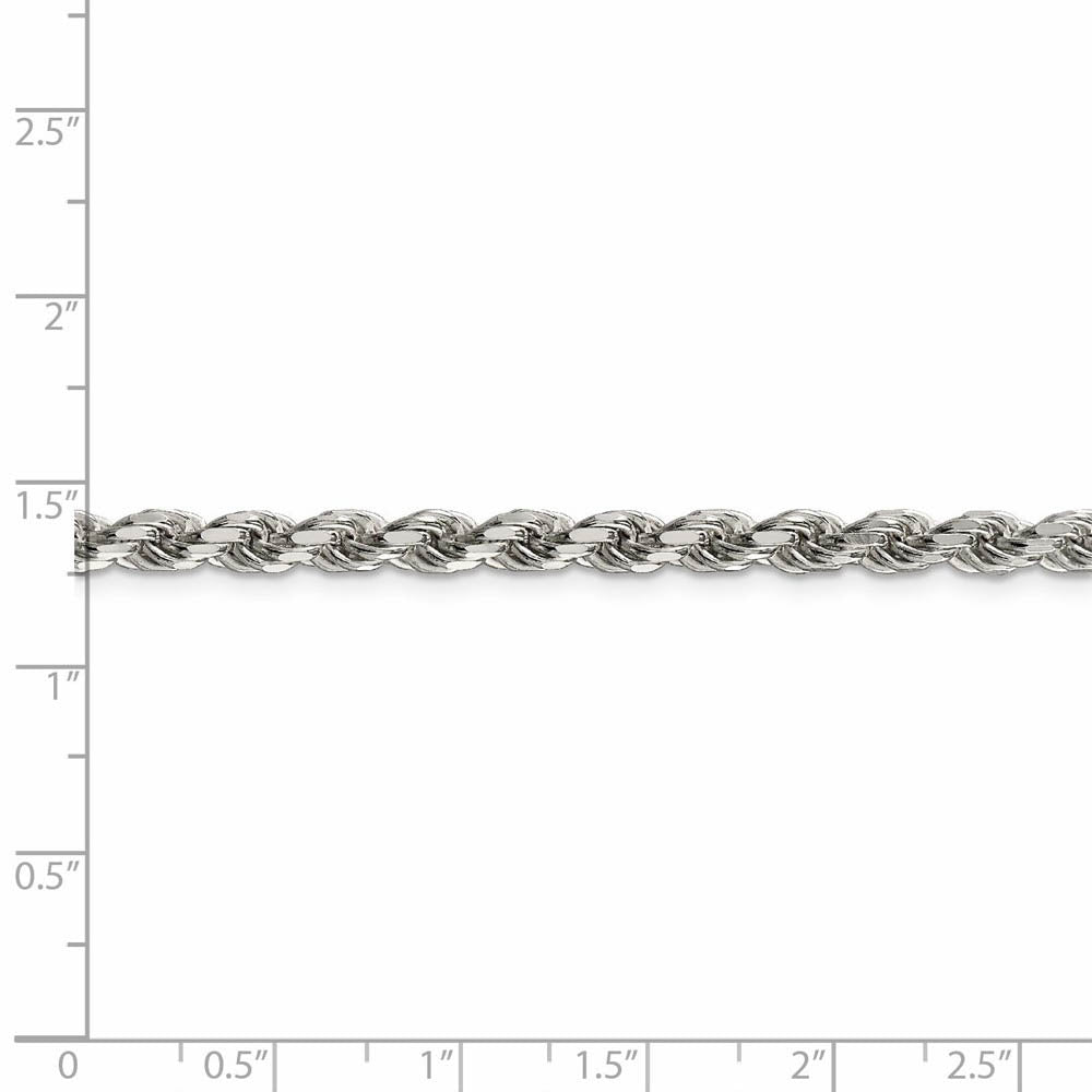 Alternate view of the 4.25mm Sterling Silver Diamond Cut Solid Rope Chain Anklet or Bracelet by The Black Bow Jewelry Co.