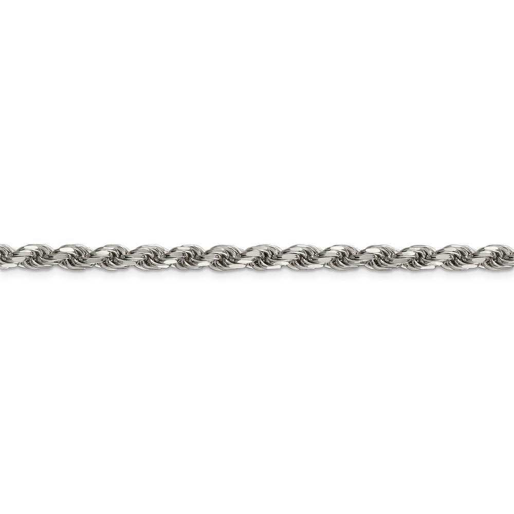 Alternate view of the 4.6mm, Sterling Silver Diamond Cut Solid Rope Chain Bracelet by The Black Bow Jewelry Co.