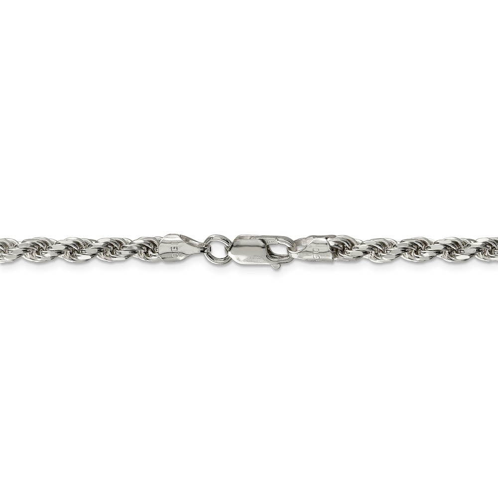 Alternate view of the 4.6mm, Sterling Silver Diamond Cut Solid Rope Chain Bracelet by The Black Bow Jewelry Co.