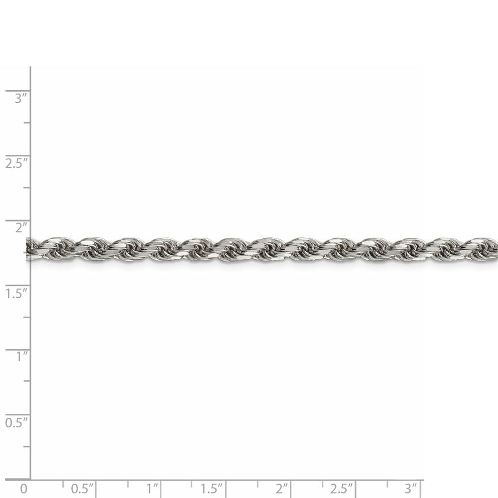 Alternate view of the 4.6mm, Sterling Silver Diamond Cut Solid Rope Chain Bracelet by The Black Bow Jewelry Co.