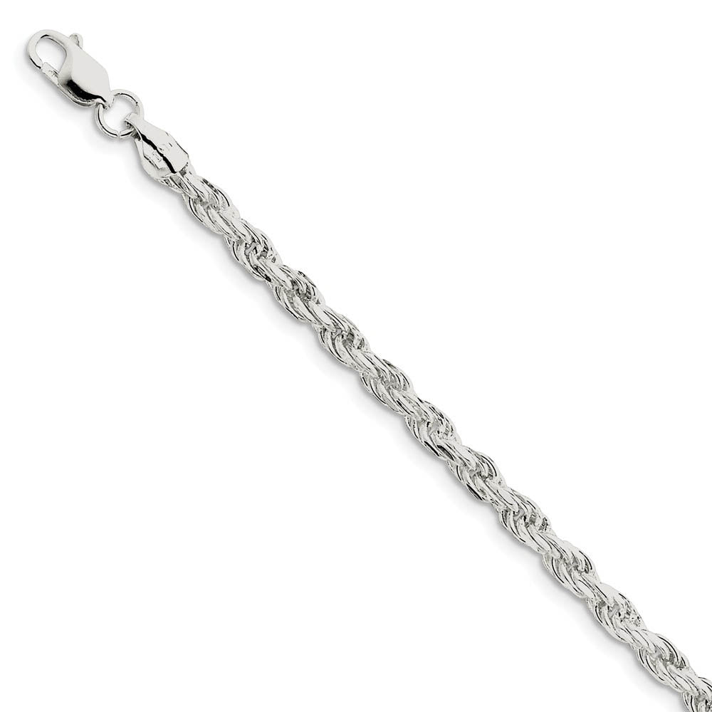 4.6mm, Sterling Silver Diamond Cut Solid Rope Chain Bracelet
