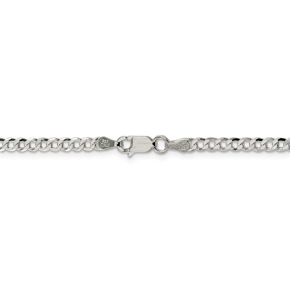 Alternate view of the 3.2mm, Sterling Silver, Solid Beveled Curb Chain Bracelet by The Black Bow Jewelry Co.