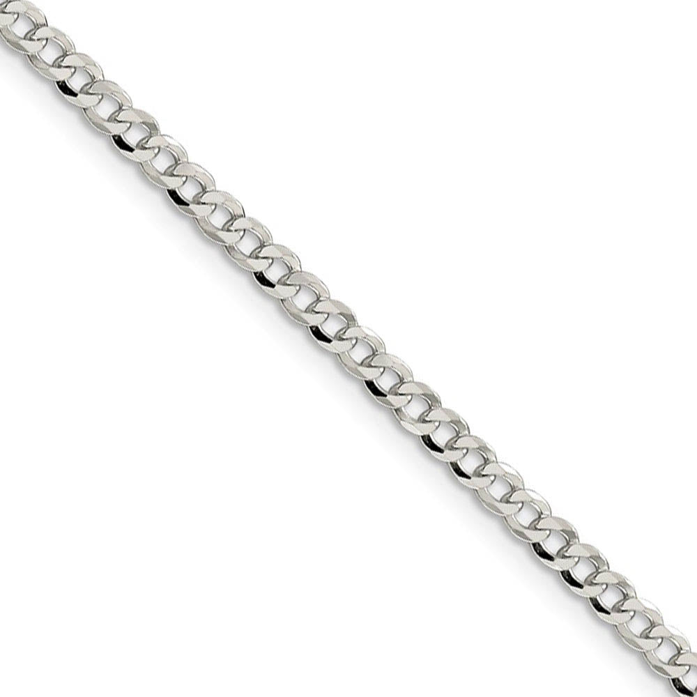 3.2mm, Sterling Silver, Solid Beveled Curb Chain Necklace