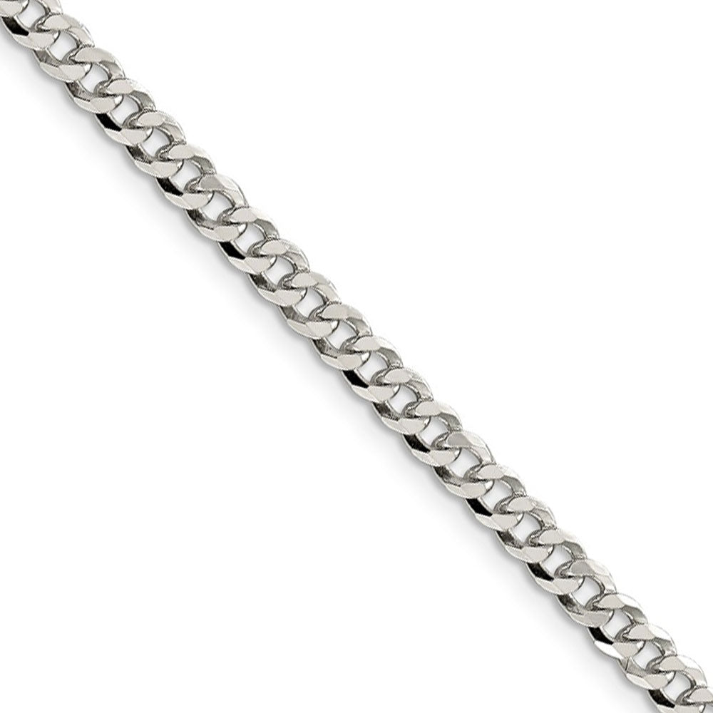 4mm, Sterling Silver, Solid Beveled Curb Chain Necklace, Item C8689 by The Black Bow Jewelry Co.