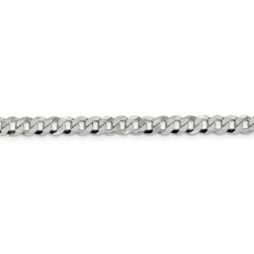 Alternate view of the 5mm, Sterling Silver, Solid Beveled Curb Chain Bracelet by The Black Bow Jewelry Co.