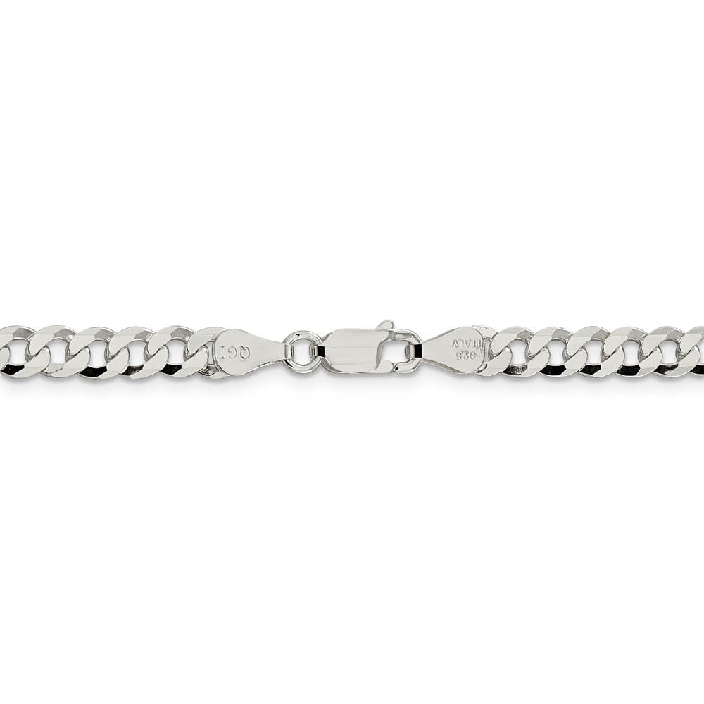 Alternate view of the 5mm, Sterling Silver, Solid Beveled Curb Chain Bracelet by The Black Bow Jewelry Co.