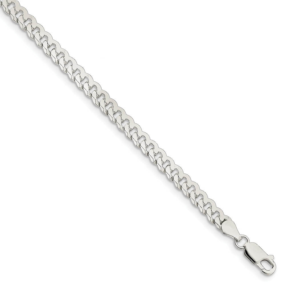 5mm, Sterling Silver, Solid Beveled Curb Chain Bracelet