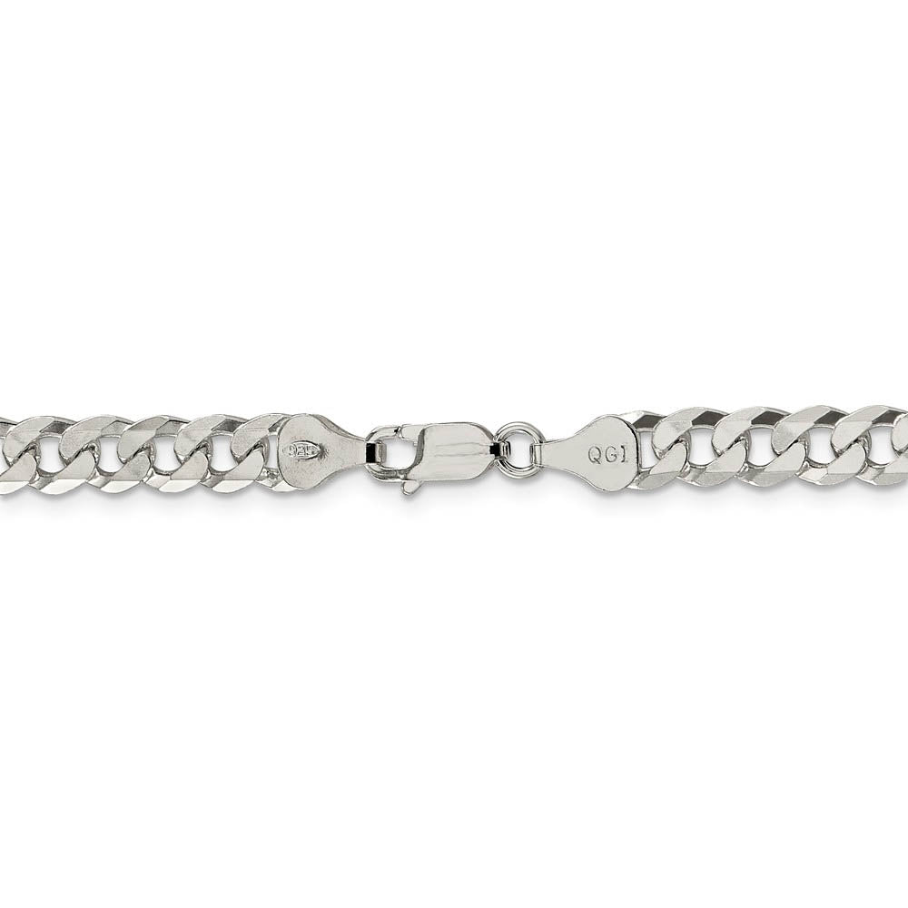 Alternate view of the 6mm, Sterling Silver, Solid Beveled Curb Chain Bracelet by The Black Bow Jewelry Co.