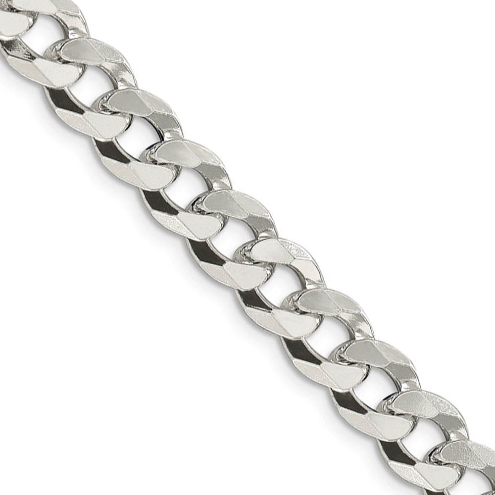 Men's 8.5mm Sterling Silver Solid Beveled Curb Chain Necklace, Item C8693 by The Black Bow Jewelry Co.