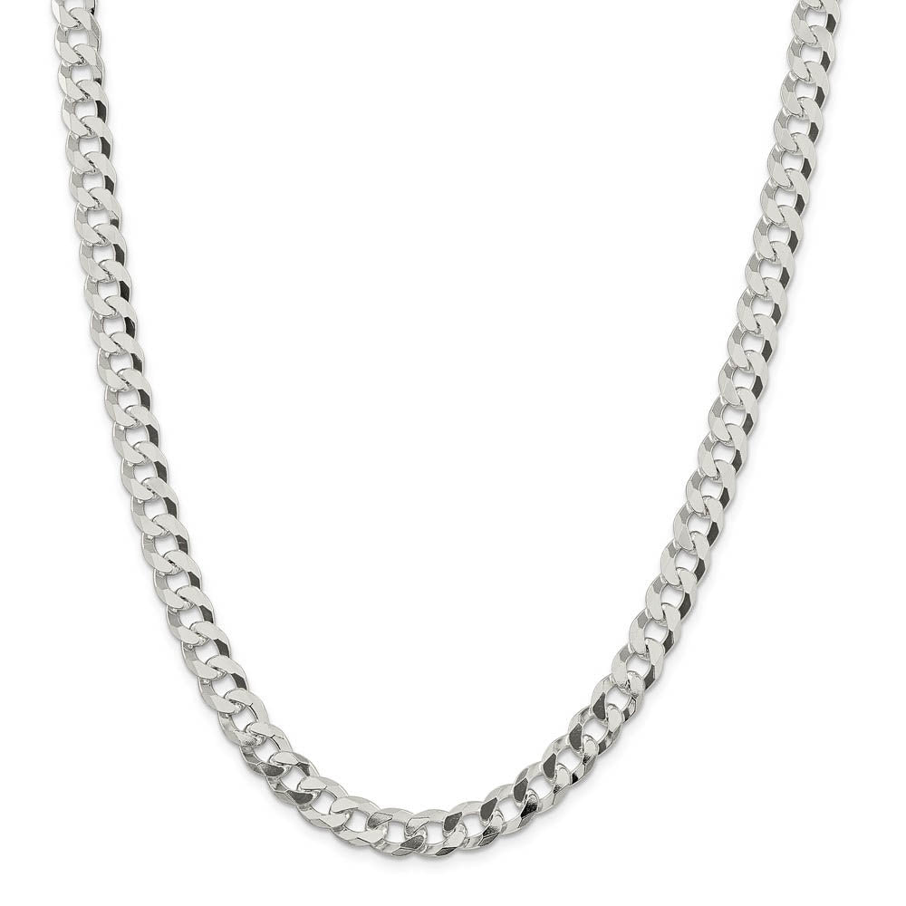 Alternate view of the Men's 8.5mm Sterling Silver Solid Beveled Curb Chain Necklace by The Black Bow Jewelry Co.