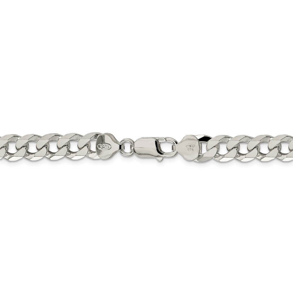 Alternate view of the Men's 8.5mm Sterling Silver Solid Beveled Curb Chain Necklace by The Black Bow Jewelry Co.