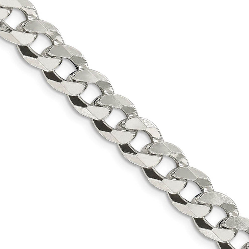 Men's 8.5mm Sterling Silver Solid Beveled Curb Chain Necklace
