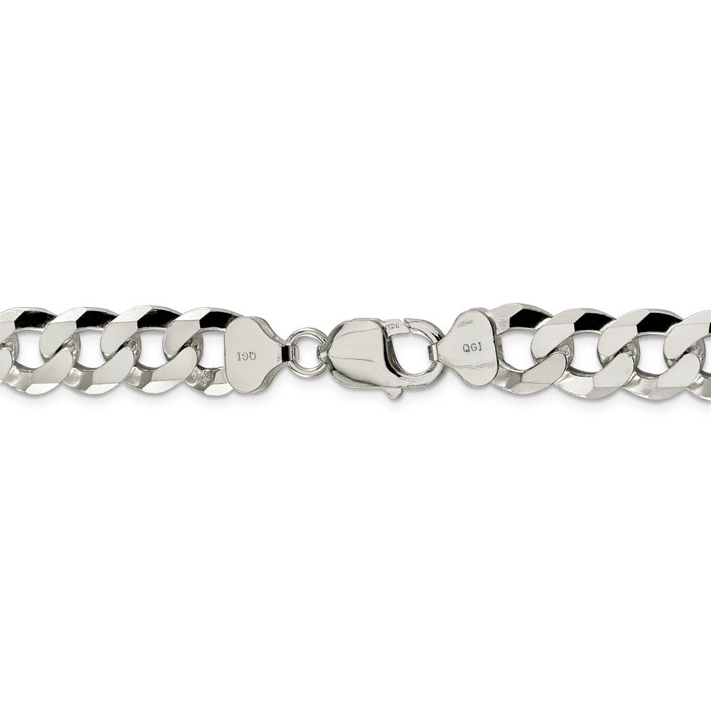 Alternate view of the Men's 12.3mm Sterling Silver Solid Beveled Curb Chain Bracelet by The Black Bow Jewelry Co.