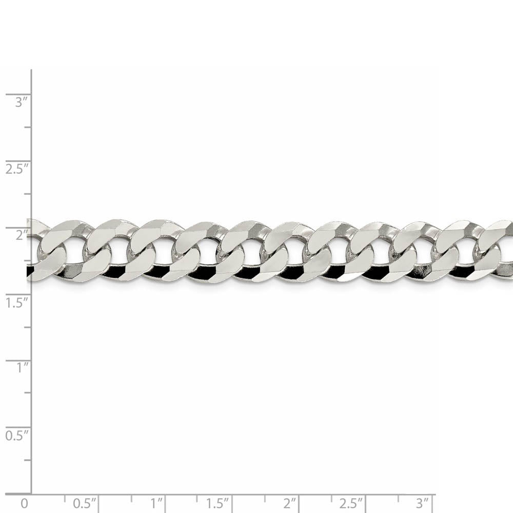 Alternate view of the Men's 12.3mm Sterling Silver Solid Beveled Curb Chain Bracelet by The Black Bow Jewelry Co.