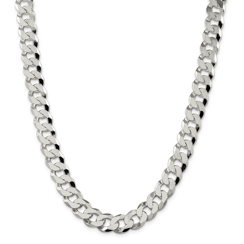 Alternate view of the Men's 12.3mm Sterling Silver Solid Beveled Curb Chain Necklace by The Black Bow Jewelry Co.