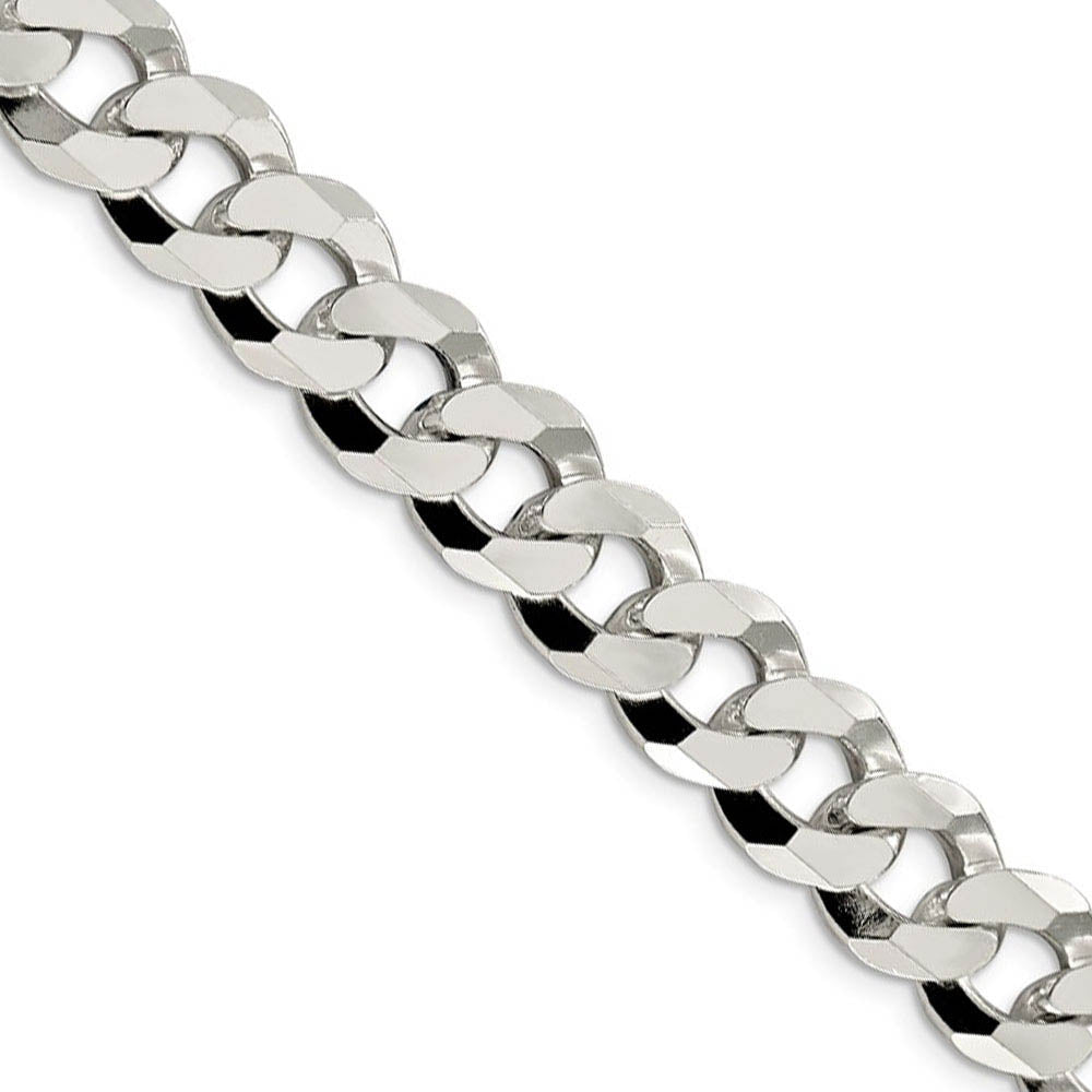 Men's 12.3mm Sterling Silver Solid Beveled Curb Chain Necklace